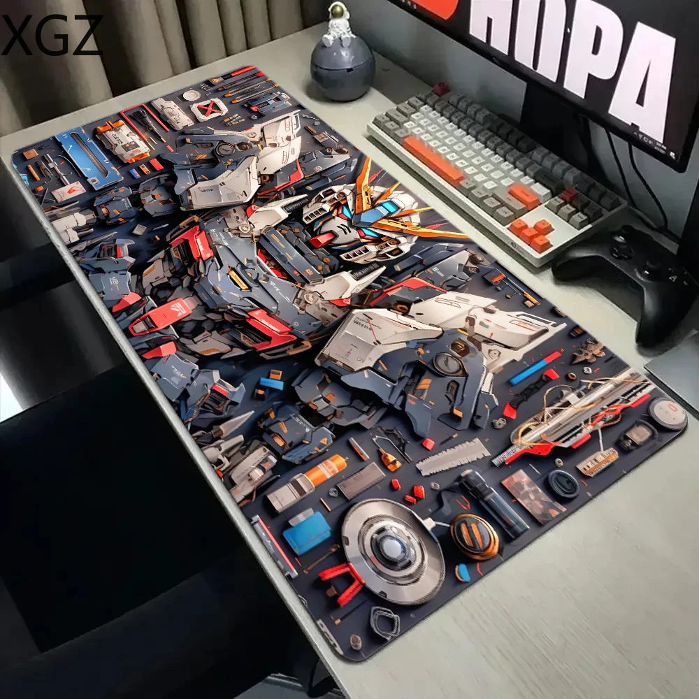 New 90X40cm Gun//dam Mecha Warrior Game Mouse Pad Large Desk Pad Suitable for Office E-Sports Home Non-Slip and Cleanable