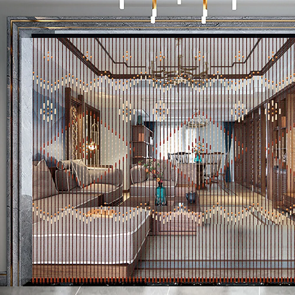 ธรรมชาติ Retro ไม้ลูกปัดม่านประตู 31 เส้นคลาสสิกผ้าม่าน Porch ตกแต่งสําหรับห้องนอน 90*208 ซม.ช็อกโกแลต