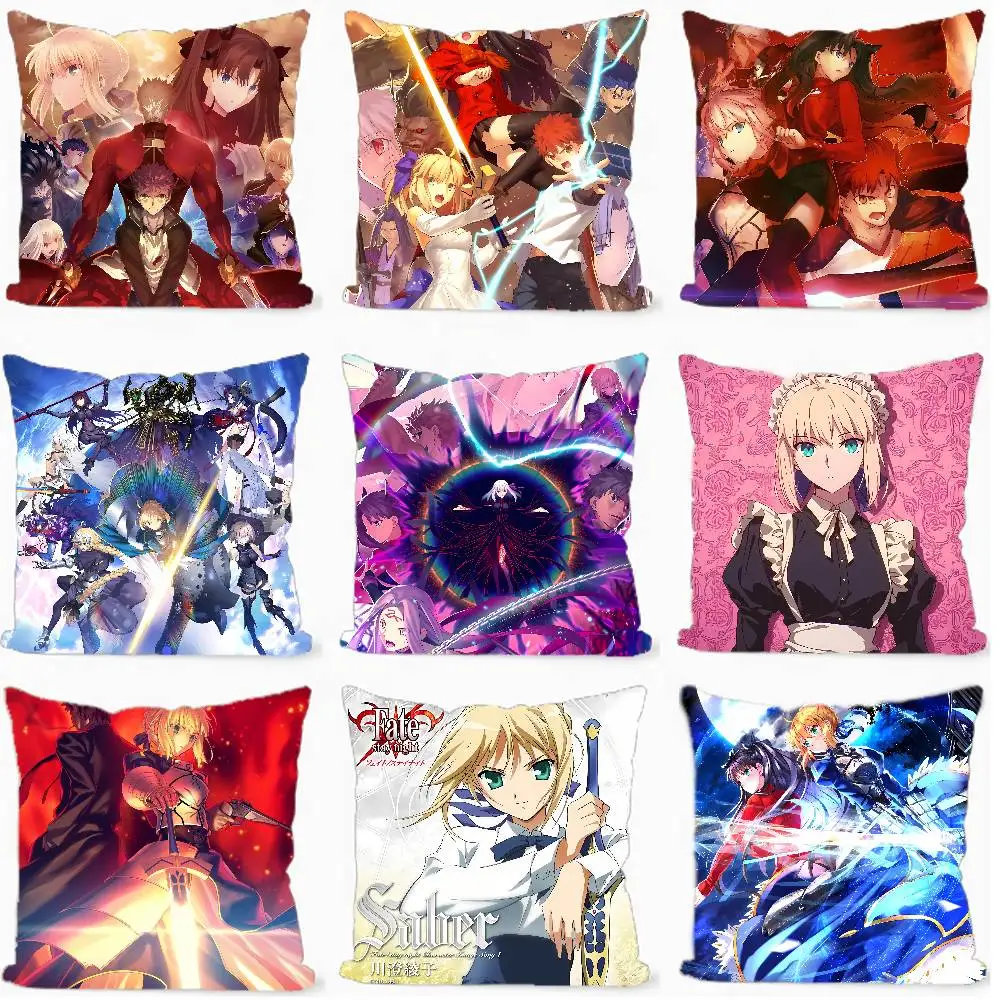 F-Fate Stay Night Anime Cushion Office Cushion Pillowcase Car Cushion Cover45X45CM Lumbar Pillowcase Sofa Pillowcover