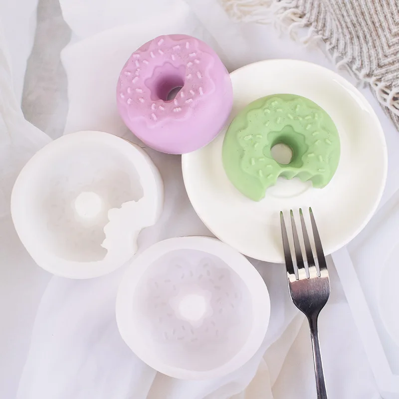 Doughnut Silicone Soap Mold DIY Handmade Aromatherapy Candle Resin Soap Making Tools Chocolate Dessert Baking Cake Donut Mould