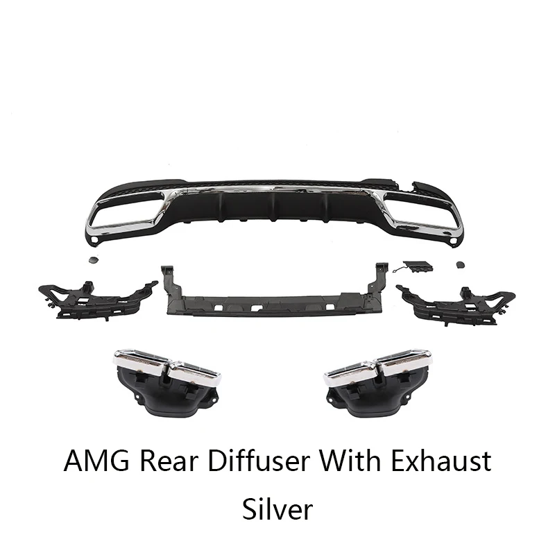 W212 AMG style rear diffuser car exterior accessories  bumper splitter  with exhaust for E class 