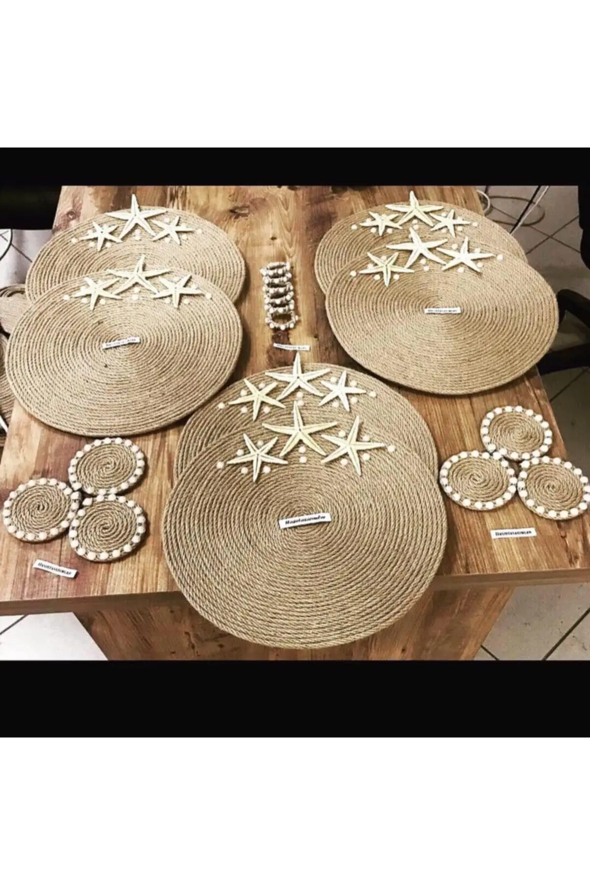 18 Piece Jute Rope Placemat and Coaster Set Round Beige/Cream 14 inch Diameter Easy Easy to Wipe Durable for Modern