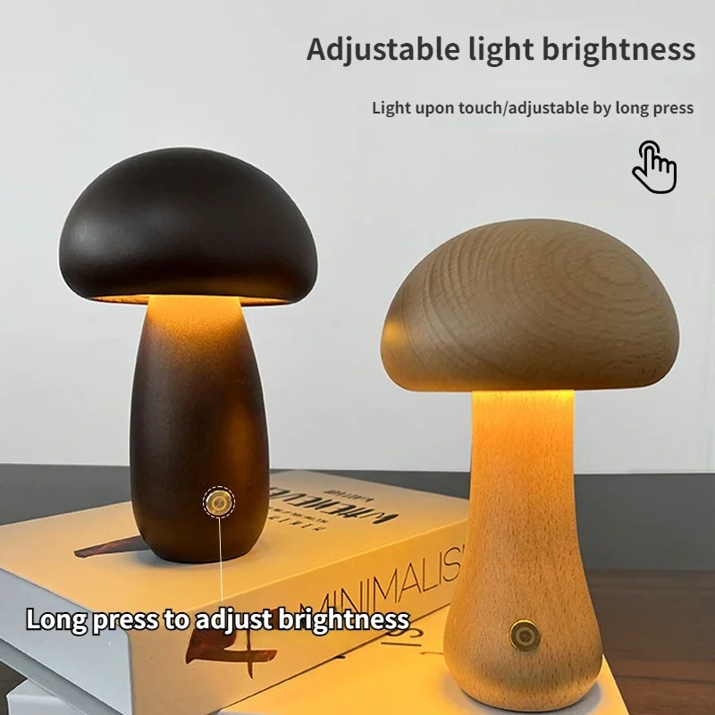 Luz LED con forma de seta, recargable por USB, táctil, decorativa, para escritorio, dormitorio, habitación de niños, luz nocturna para dormir