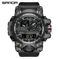 SANDA 3133 reloj electrónico para hombre, moda deportiva, resistente al agua, puntero de fecha, reloj de pulsera analógico Digital con pantalla Dual para estudiante