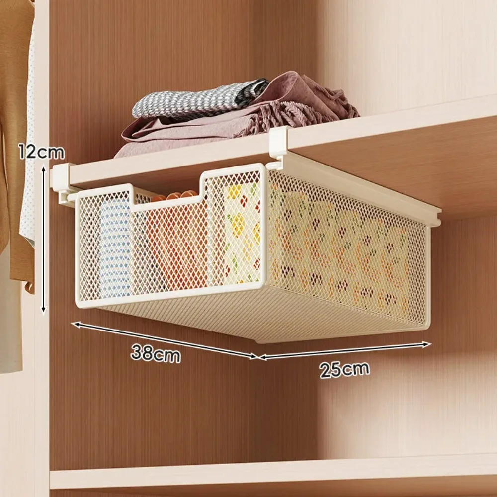 2 Stück Unsichtbare Schublade für unter dem Schreibtisch mit Ausziehstange, Aufbewahrungskorb für Unterschrankregale, Arbeitsplatz-Schreibtisch-Seitenwand-Organizer für Büro, Bücherregal, Schrank