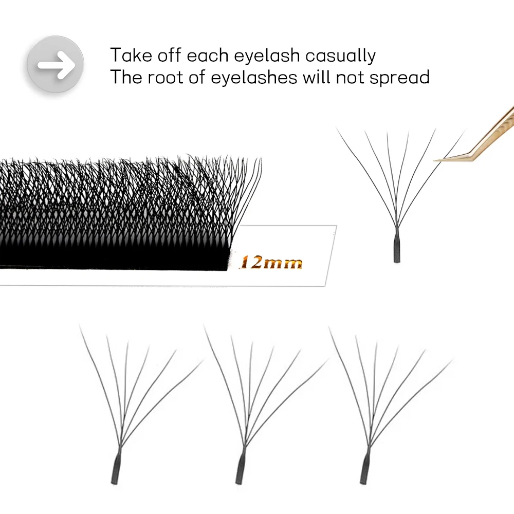 MAIXIAOQI 6D W Shaped Bloom Automatic Flowering Premade Fans Eyelashes Extensions Natural Soft Light High Idividual Lashes