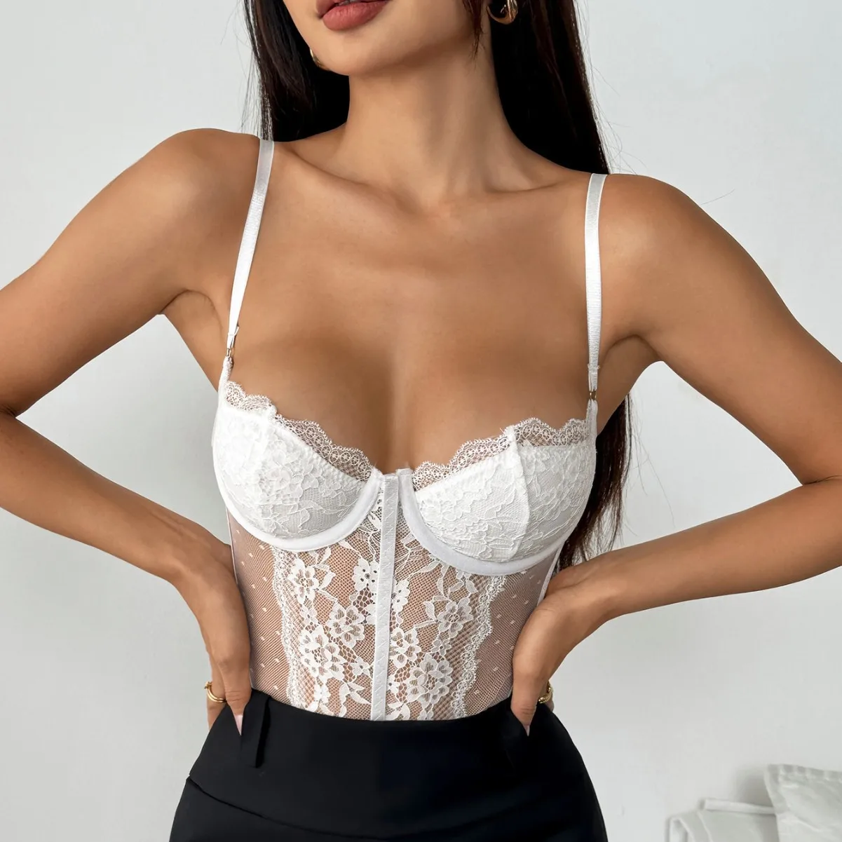 

Sexy lace French tight hottie sexy suspender bodysuit