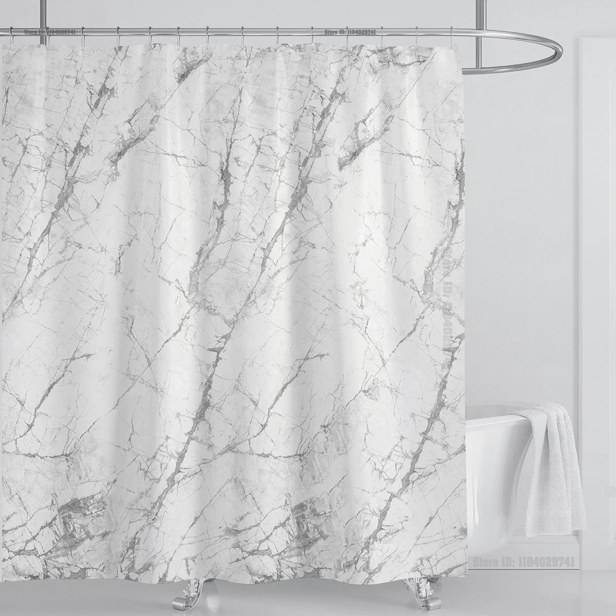

Мраморная водонепроницаемая занавеска для душа Водонепроницаемая занавеска для душа для декора ванной комнаты Моющаяся занавеска для душа с принтом и крючками