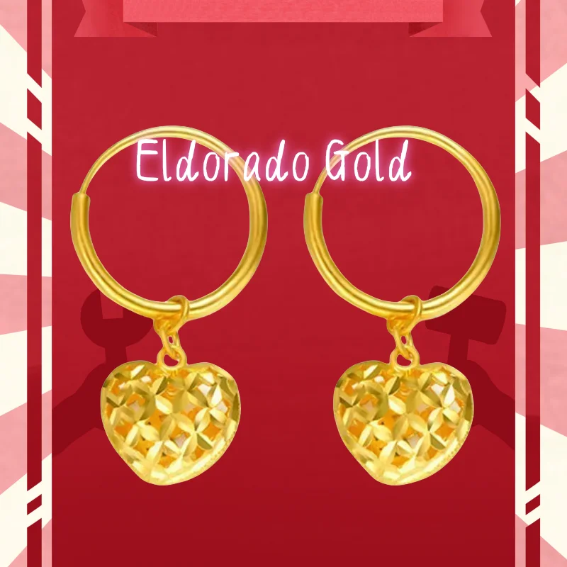 

Boutique AU999 Gold Womens Earrings Womens Real Gold Earrings 24K Pure Gold Earrings Love Star Luxury Quality JewelryValentine's