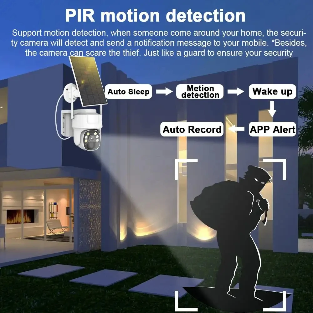 ​ ​ كاميرا مراقبة خارجية مقاومة للماء تعمل بالطاقة الشمسية مع واي فاي 2.4 جيجا وبطارية 8000 مللي أمبير في الساعة ​ ​   سعر المصنع