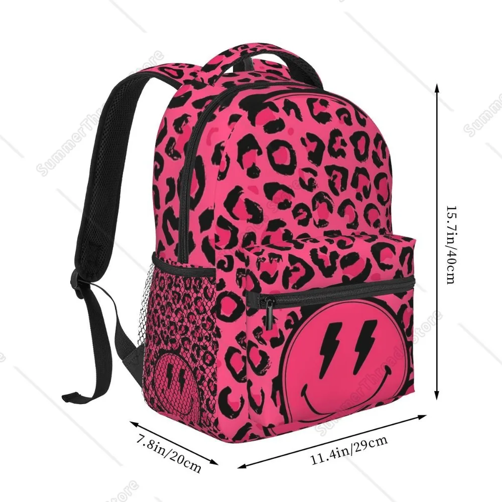 Preppy School Supplies, Preppy, Aesthetic, Preppy Pink, Leopard Print, Backpacks Bookbag School Bags Rucksack Shoulder Bag