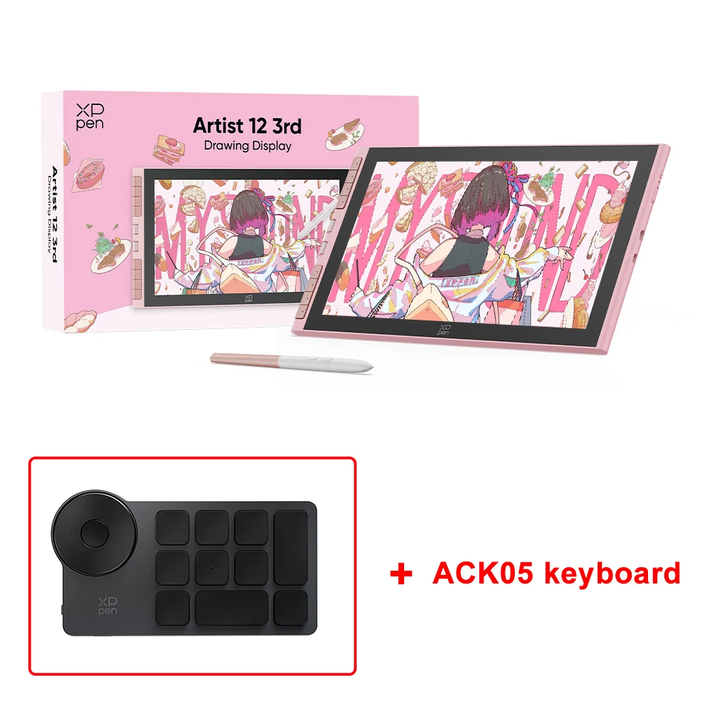 XPPen Artist 12 3e generatie 11,9-inch grafische monitor met X4 Smart Stylus, 2 draaiknoppen, 8 toetsen, opklapbare standaard voor tekenen, ontwerpen, kindercadeaus