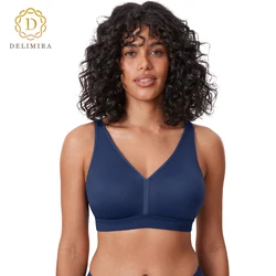 Women's Smooth Wireless Bra Plus Size Support Comfort Full Coverage Unlined No Underwire Wide Straps B C D DD E F