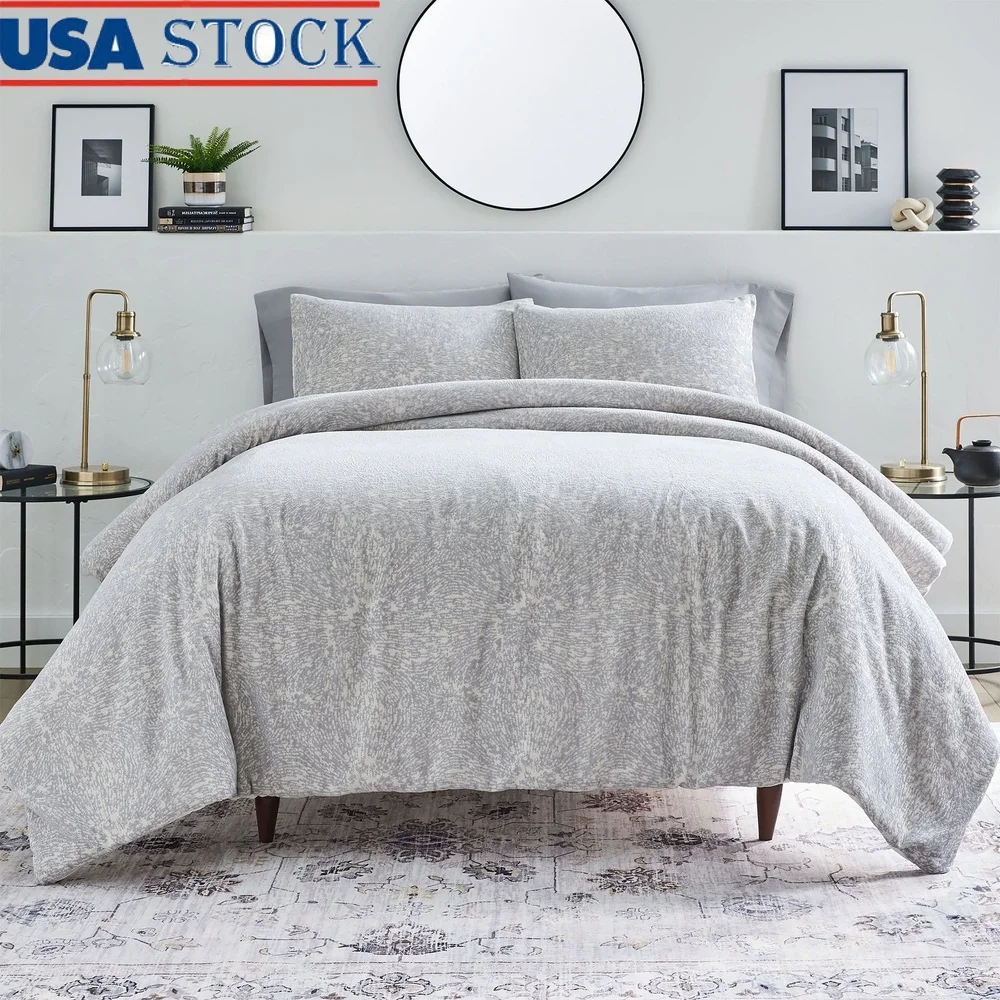 

Grey Chenille 3-Piece Comforter Set Full Queen Soft Textured Bedding Includes Comforter Shams Reversible Polyester Fabric Cozy