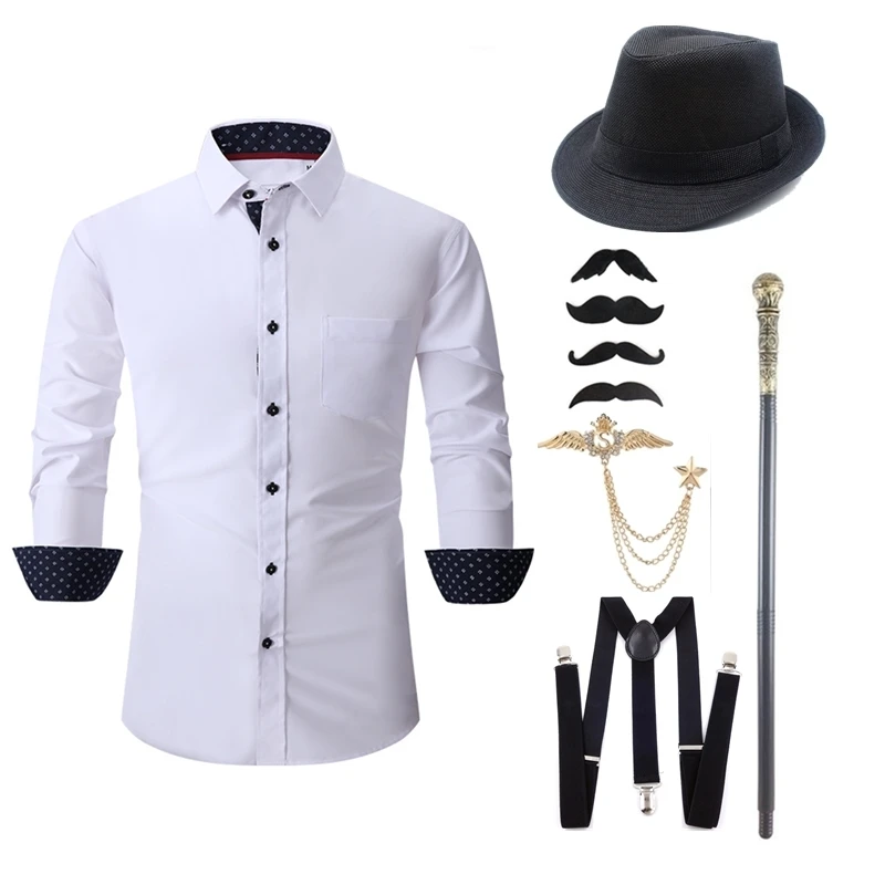 The Great Gatsby Gentleman Roaring 20s Vintage 1920s Outfits Suits & Blazers Accesories Set Three-Piece Suit Men's Costume