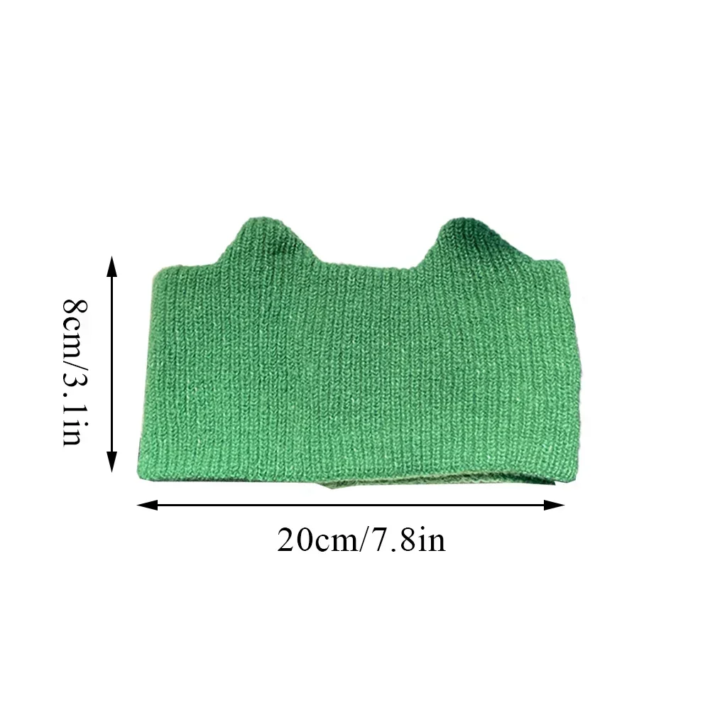 Women\'s Knitted Woolen Warm Headband Y2K Sweet Cat Ear High Elastic Headband Sports Headband Wash Face Versatile Flared Hat