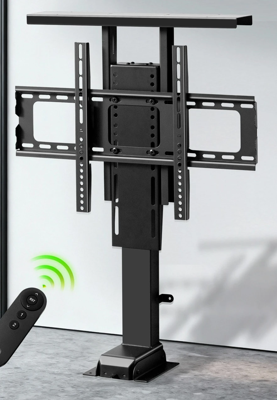 Electric Height Adjustable TV Mount Bracket, Automatic Lifting LCD Display Stand for 32 to 80 Inch Television Screen