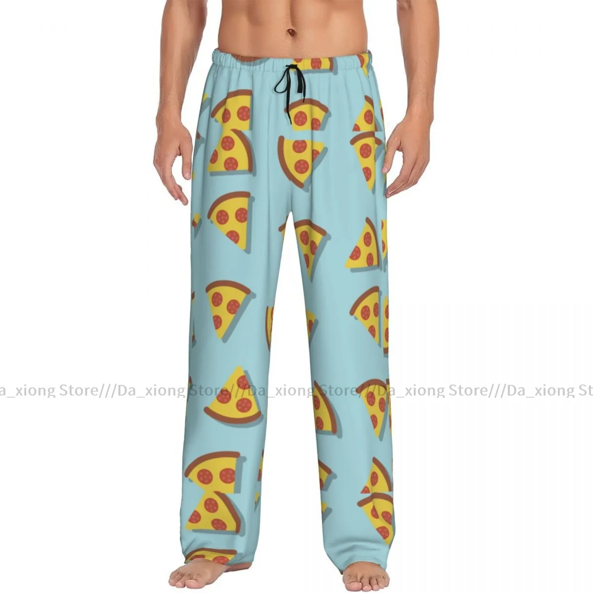 Pantalon de pyjama à motif de pizza pour hommes, bas de sommeil masculin, Lounge FJM