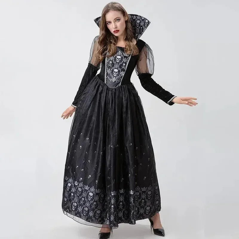 

Halloween Cosplay Vampire Medieval Court Queen Party Skeleton Ghost Costume