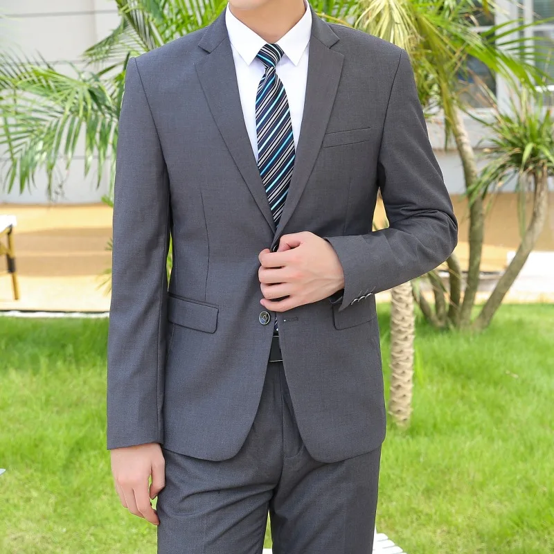

Suit (Blazer+pants) Fashion Business Gentleman Italian Style Slim Solid Color Professional Suit Wedding Groom Best Man Suit