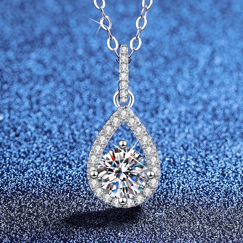 

Platinum PT95018k Korean Version of Angel's Tears Water Drop Moissanite Necklace, Amazon Light Luxury Fashion High-end Necklace