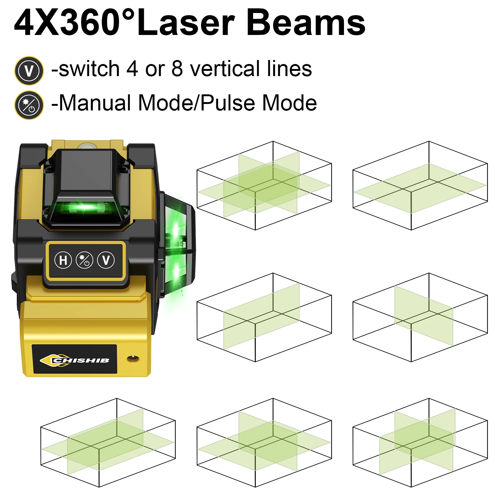 CHISHIB Nivel Laser 4D 16 Lines 360°Self-leveling Laser Levels with Suitcase Horizontal Vertical Professional Laser Level Tool