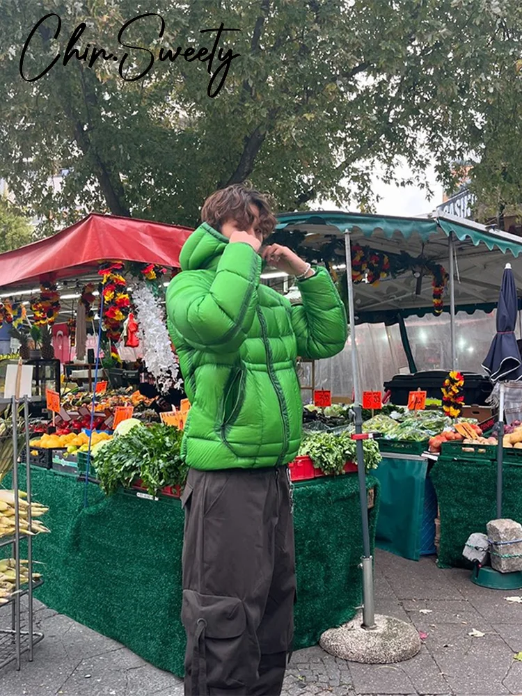 معطف نسائي قطني منقوش بقلنسوة غير رسمي أنيق سادة بأكمام طويلة وسحابات جيب ملابس خارجية نسائية موضة شتاء 2025 سترة نسائية
