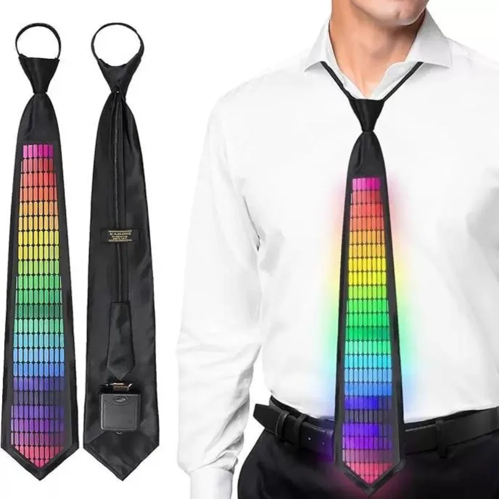 

Apparel Accessories Rainbow LED Light Tie Narrow Neon Flashing Glow Rave Party Necktie Adjustable Hip-hop Luminous Cravat Street
