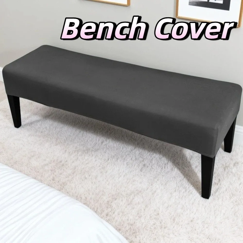 Elastic Bench Chair Cover Rectangular Shape Removable Bench Slipcover Washable Solid Color Piano Stool Cover Home Use