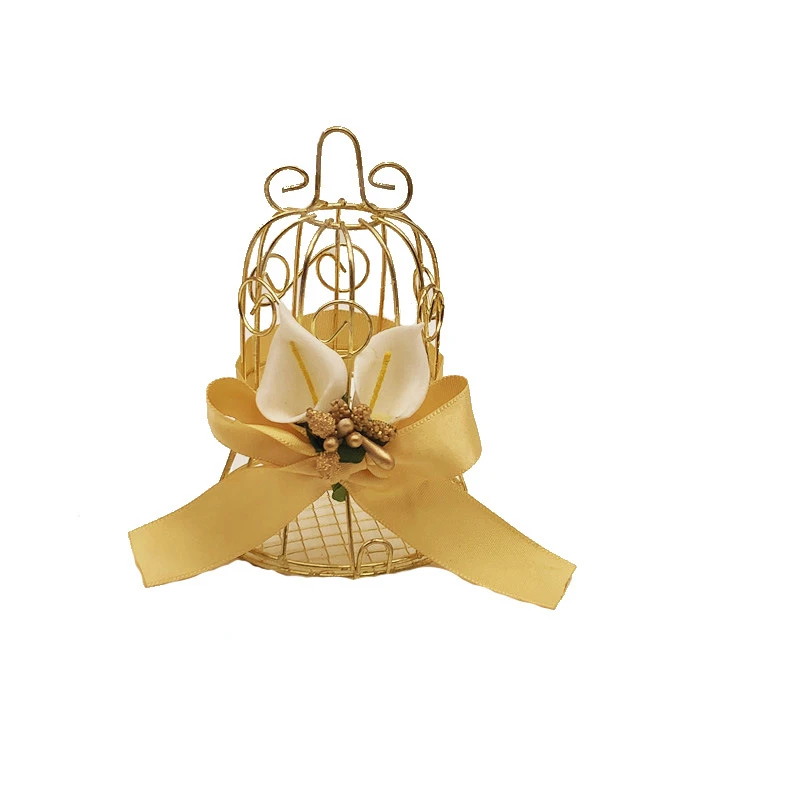 10/20pcs Golden Wedding Candy Box Bird Cage Shape Iron Packaging Candy Box European Style Wedding Engagement Supplies