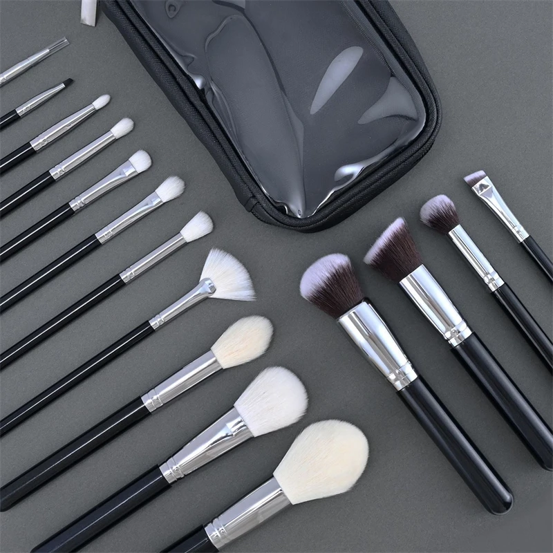 15-teiliges Tierhaar-Make-up-Pinsel-Set für Gesicht, Augen, Foundation, Puder, Blending, Concealer-Pinsel für Frauen, Teenager, Party, Geburtstagsgeschenk