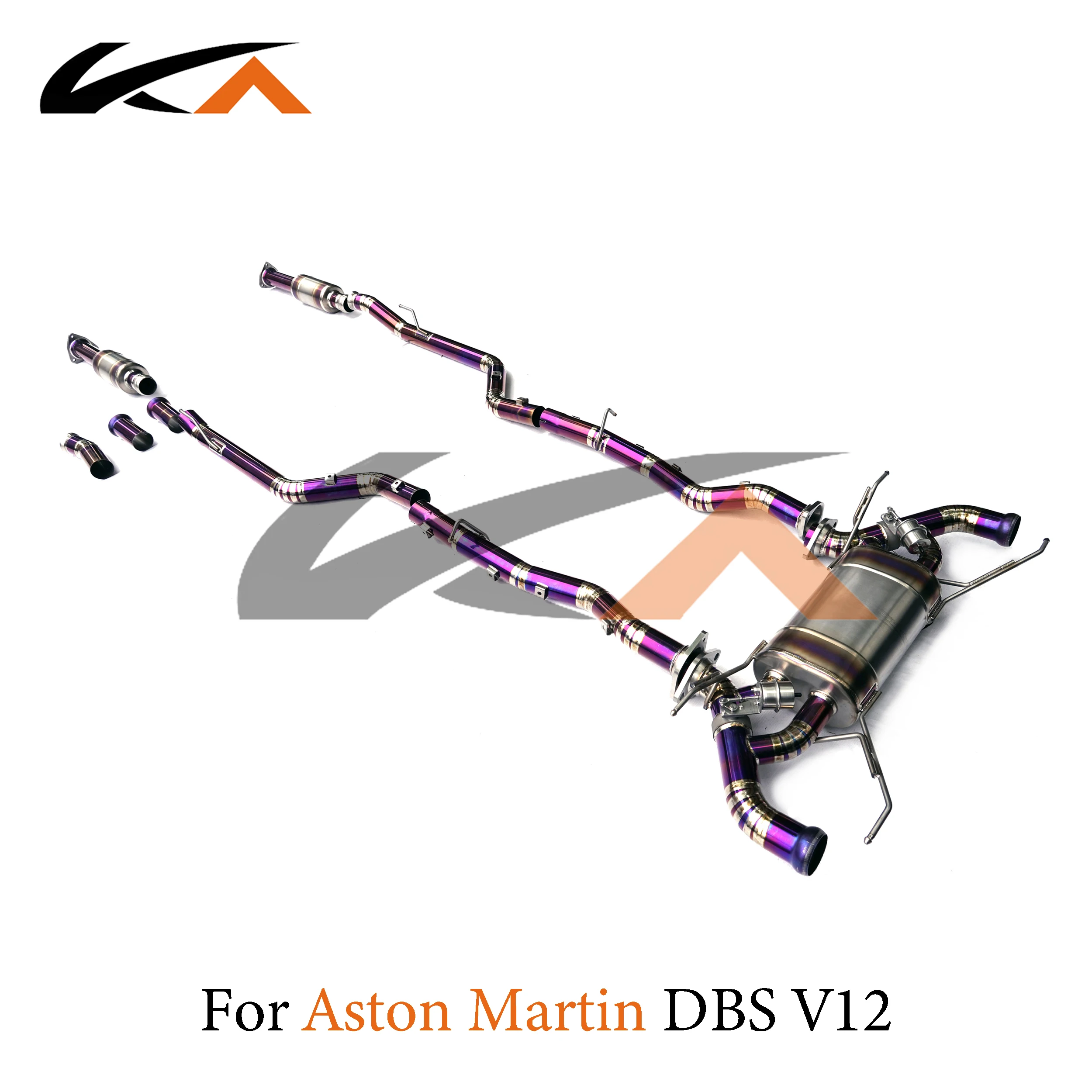 KA Tuning exhaust system titanium alloy catback for Aston Martin DBS V12 5.2L rear section performance with muffler and valve