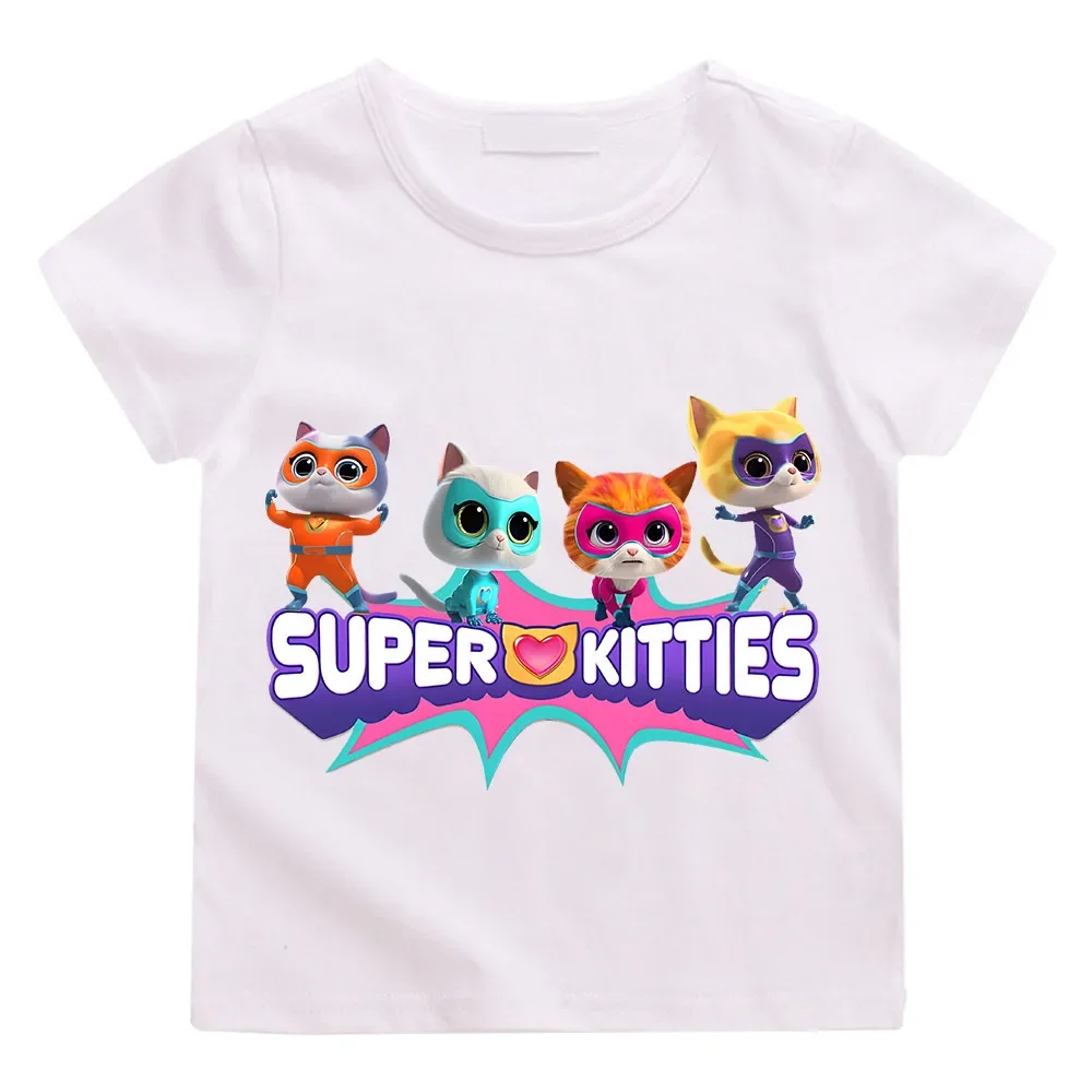بلوزة كاجوال صيفية 100% من القطن الخالص بأكمام قصيرة مطبوعة برسوم كارتونية من SuperKitties
