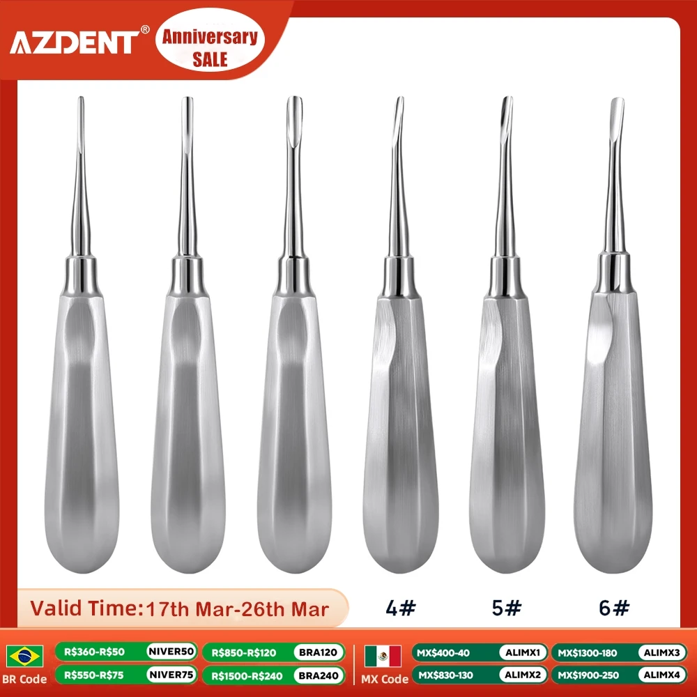 AZDENT Dental Teeth Elevator Surgical Tooth Extraction Tool Stright Curved Stainless Steel Dentistry Lab Instrument Dentists