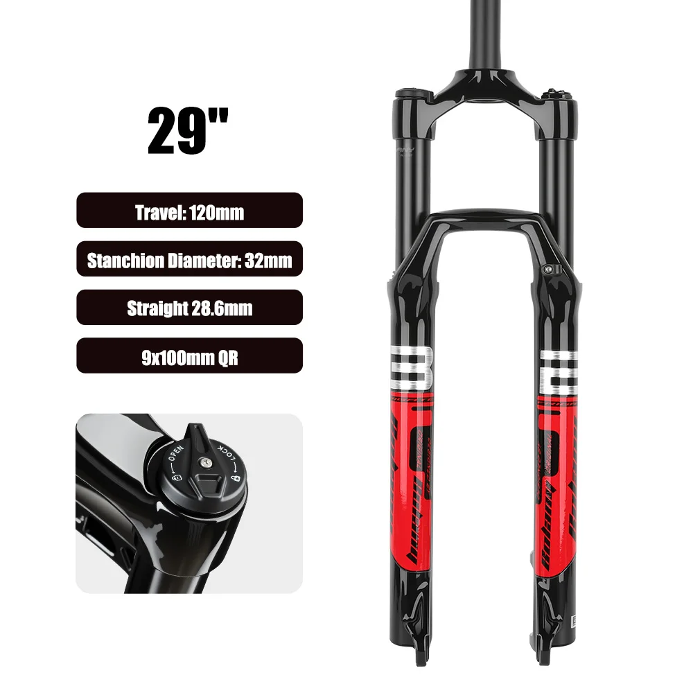 AliExpress BOLANY Air Fork MTB 32mm Tube 120mm Travel Suspension Fork 7075 Aluminum Alloy QR 9x100mm Fork Disc Brake Bike