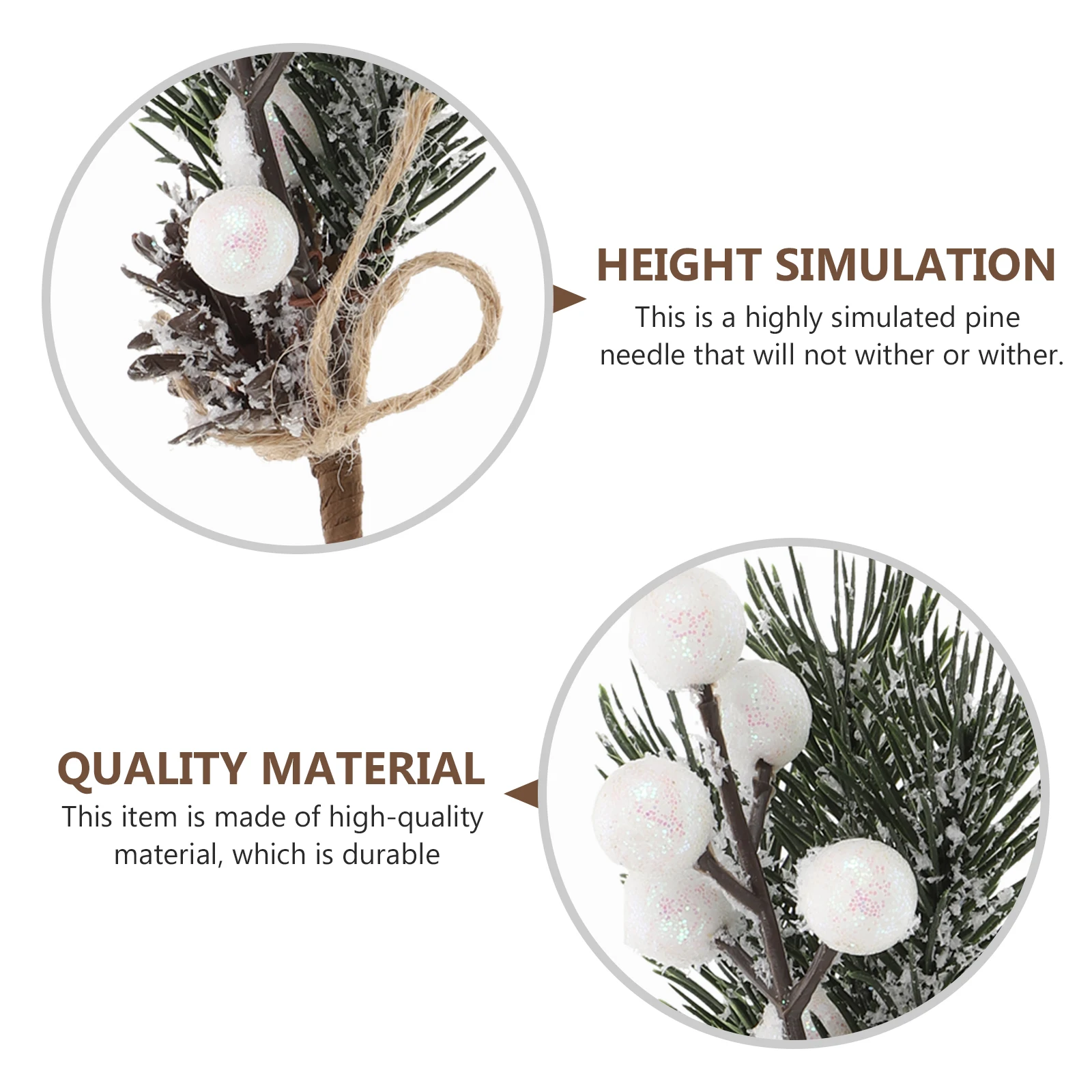 

10 Pcs Hemp Rope Fruit Bouquet Accessories Christmas Decorations Party Pine Needles Artificial Iron Wire Picks for DIY Wreath
