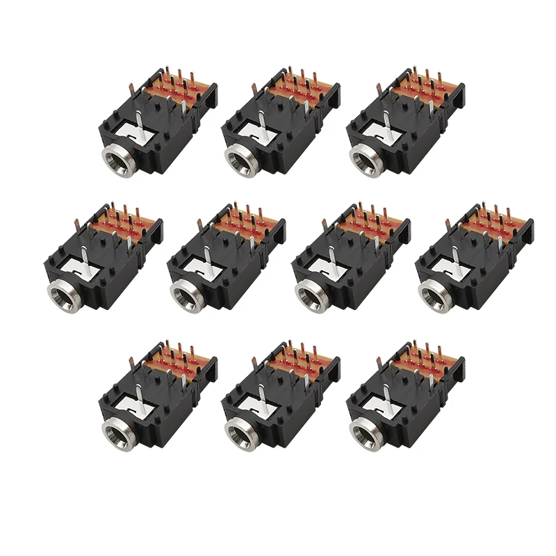 10Pcs PJ-307 Jack 3.5mm Stereo Female Socket 11 Pin Connector TRS 3.5mm Jacks Audio Headphone Interface with Switch