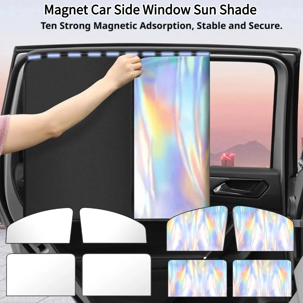 Magnetic Car Side Window Sunshade Privacy Curtains UV Block Protector Laser Coating Heat Insulation Sun Shade Car Accessories