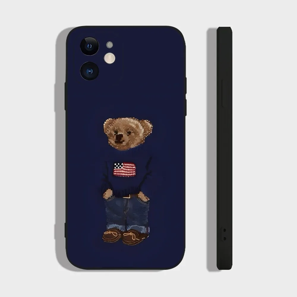 Fashion Bear P-PoloS Phone Case For iPhone 16,15,14,13,12,11 Plus,Pro,Max,XR,XS,X,7,8 Plus,SE,Mini Silicone Soft