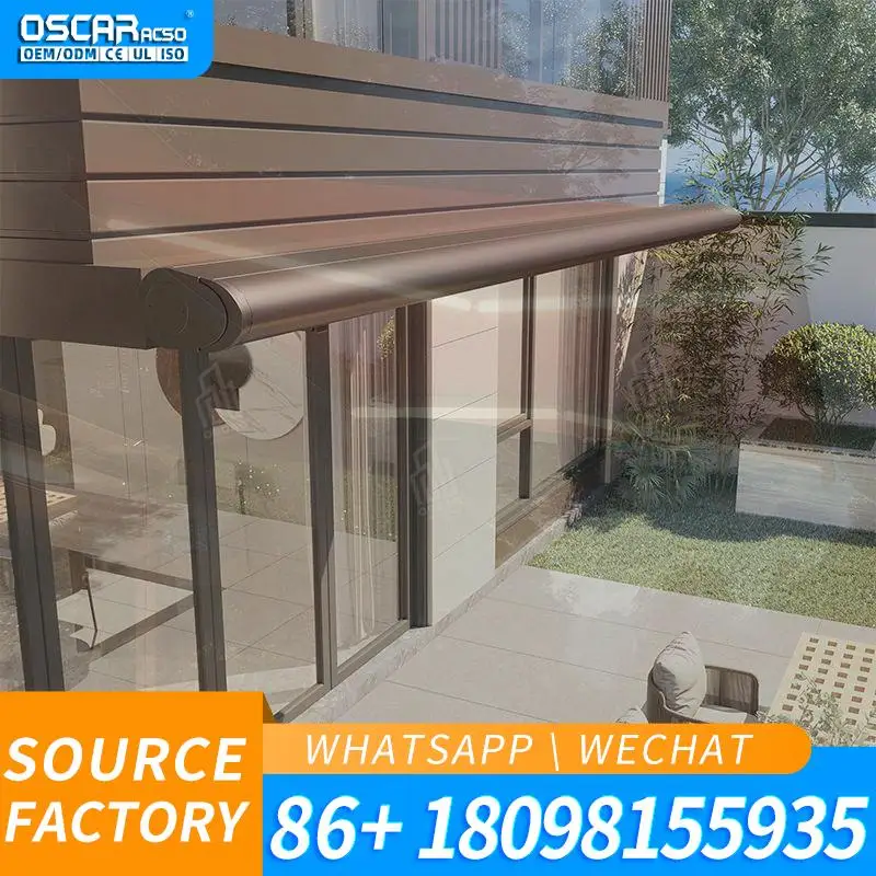 Retractable Modern Outdoor Motorized PVC Awnings with LED Lights for Garden Patio Balcony Retractable Awning