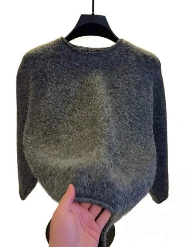 

Теплый модный мужской трикотажный джемпер с круглым вырезом, универсальная термофутболка для осени и зимы, стильный повседневный топ из смесового полиэстера