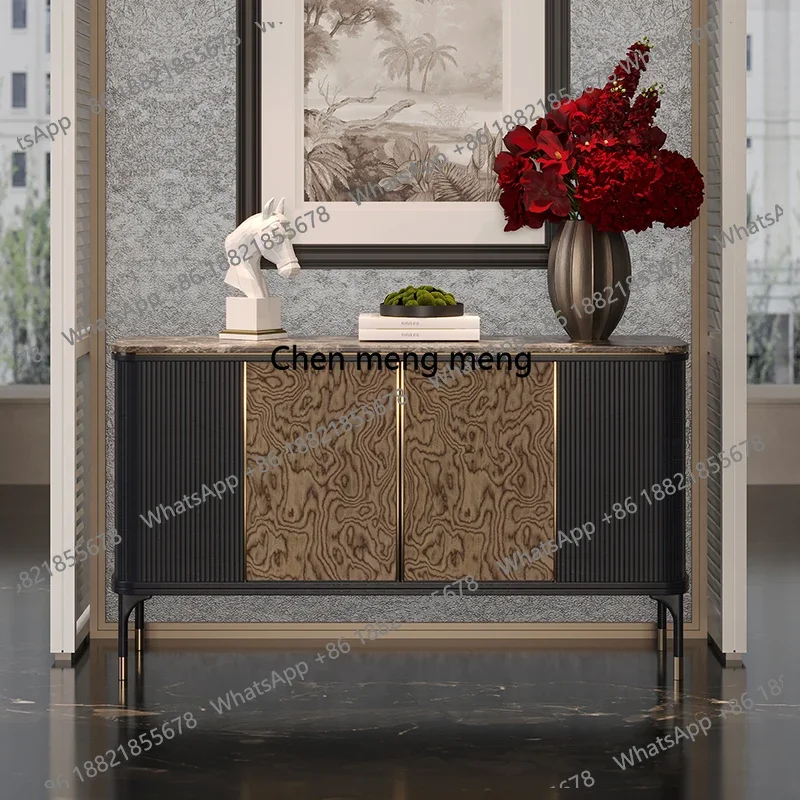 z183 Italian light luxury marble porch cabinet entry foyer storage decorative cabinet modern villa living room