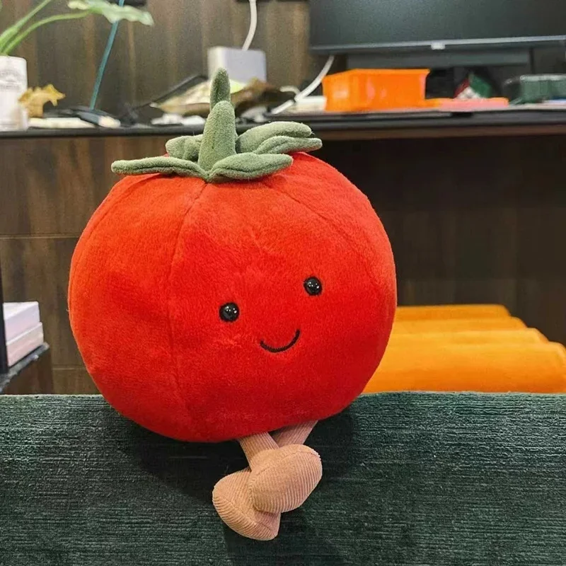 Cartoon Soft Cute Red Tomato Plush Toys Lovely Fruits Stuffed Pillow Vegetable Doll For Girls Kids Birthday Gift Home Decoration