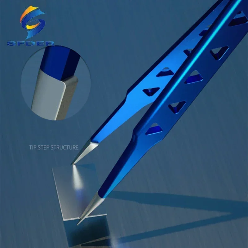 MECHANIC AAC-14 8-hole High-precision Long Tweezers Suitable for Mobile Phone PCB IC Chip Repair Non-magnetic Heat-dissipating