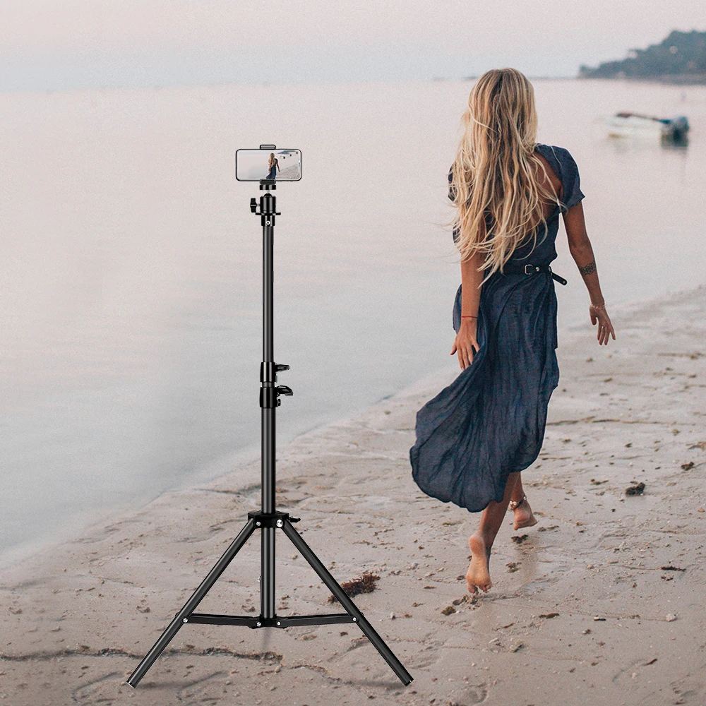 SH-trípode Selfie de aluminio con cabeza de tornillo 1/4, soporte para teléfono, montaje de cámara Digital con Control remoto compatible con Bluetooth