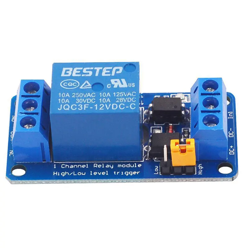 Módulo de Relé de 1 Canal 3.3V 5V 12V 24V com Gatilho de Nível Alto/Baixo e Optoacoplador Duplo Isolado