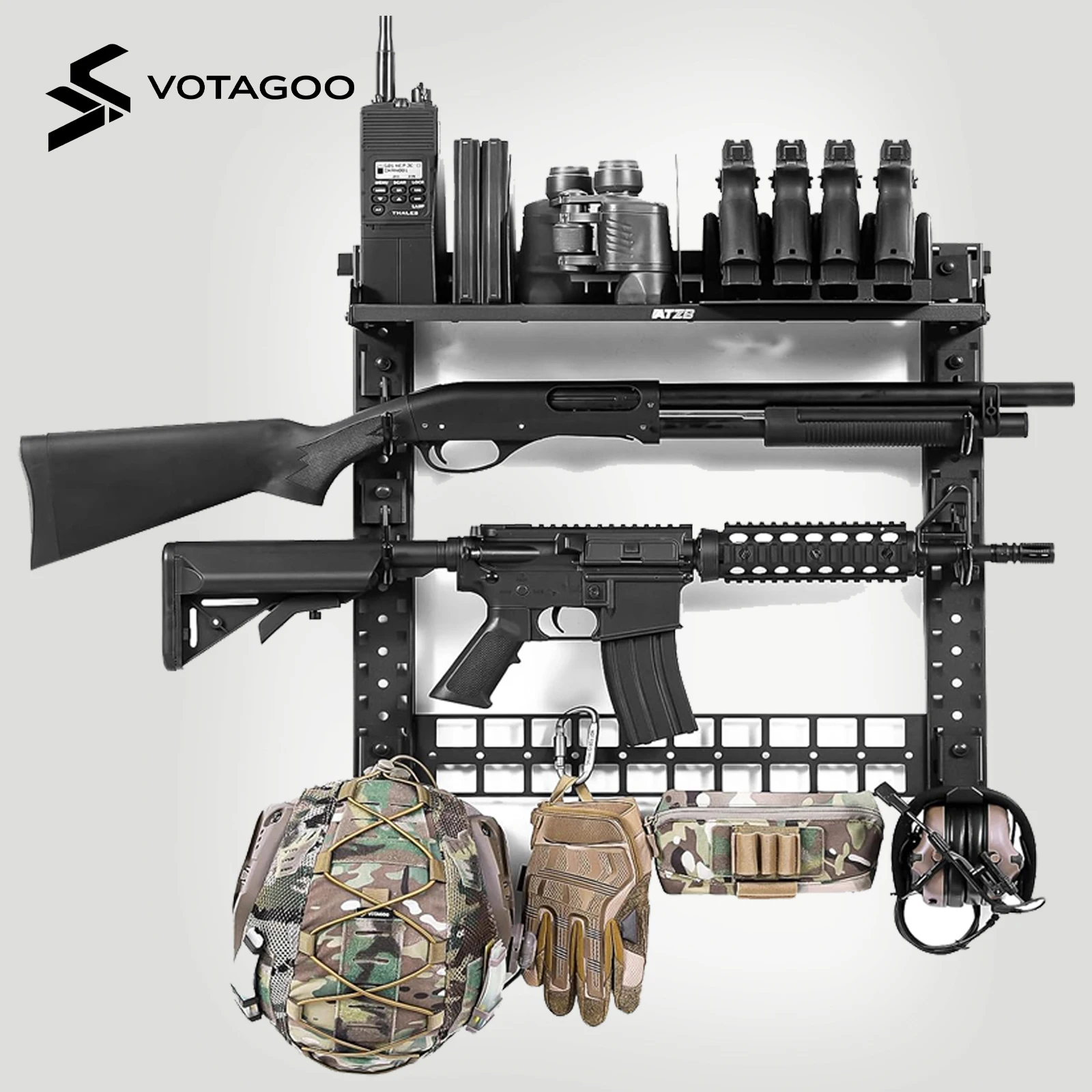 VOTAGOO Wall Gun Rack Indoor Gun Racks Wall Mount Holder for Rifle Pistol Shotgun Airsoft Steel Hunting Gear Storage Display
