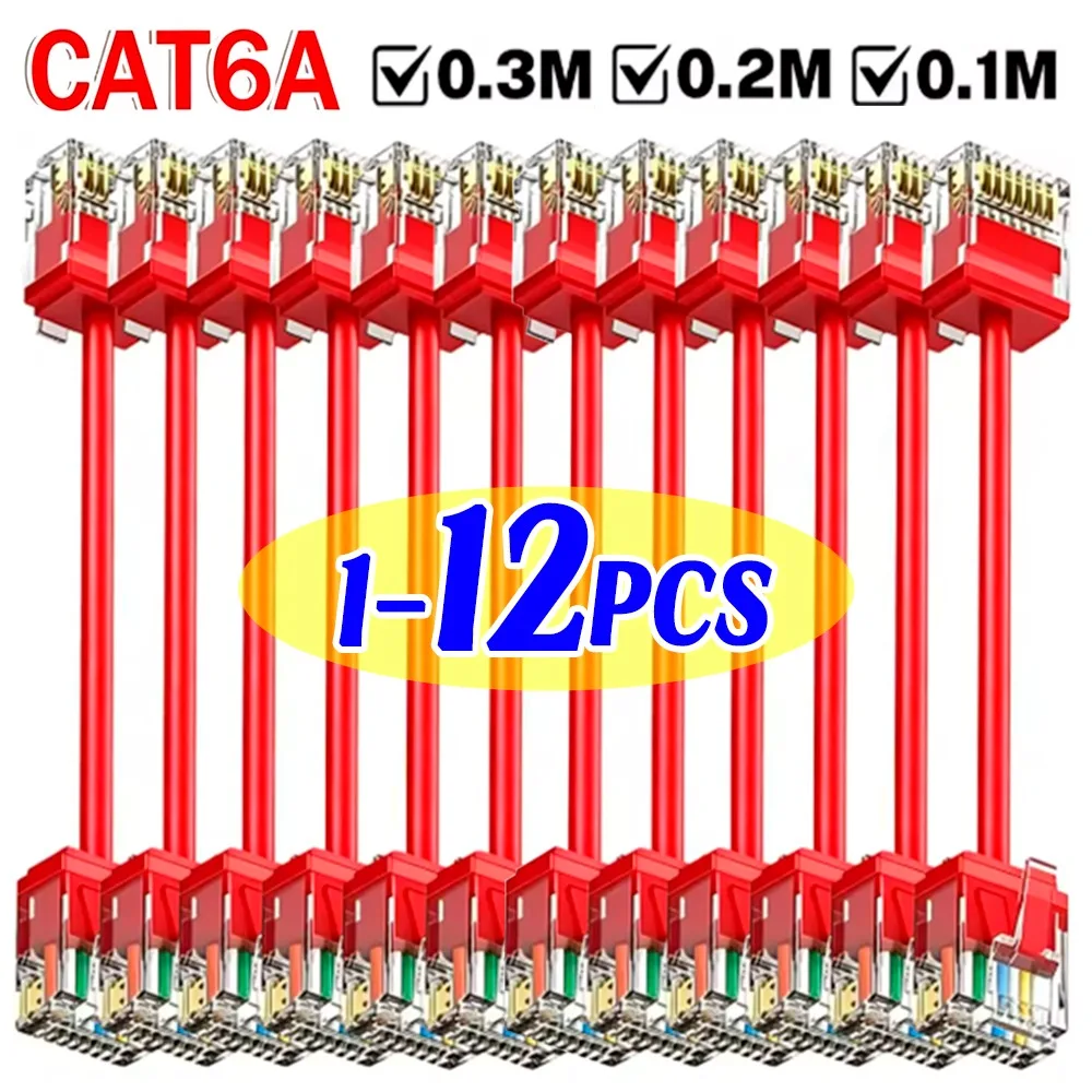 Short 10Gbps Cat6a Patch Cable 0.1-0.3M Ethernet Cable Cat 6A/Cat6 RJ45 Patch Cord Internet Modem Router High Speed Network Cord
