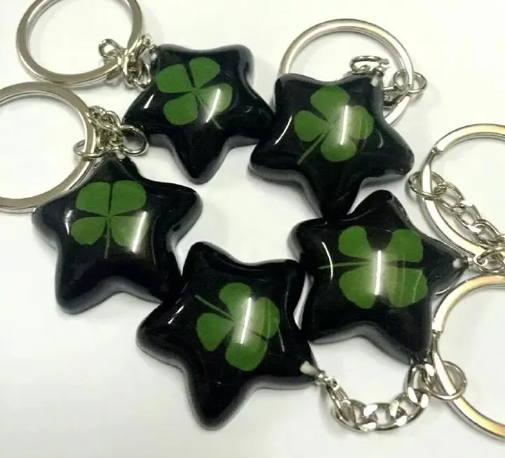 

30 pcs Real Dried four leaf clover Pressed keychain Jewelry ym