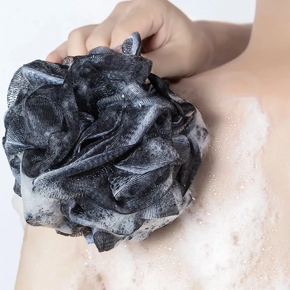 Shower Mesh Foaming Sponge Exfoliating Black Large Adults Bath Bubble Ball Care Bath Body Cleaning Tools Bathing Accessory